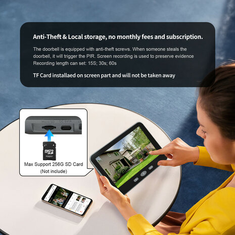 Video intercom voor deur met Wifi en bewegingsdetectie
