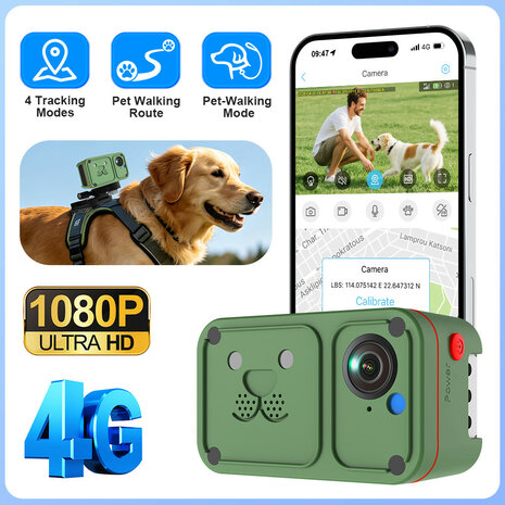Gps hondenhalsband met camera + tracking met real time locatie en waterdichtheid IP66