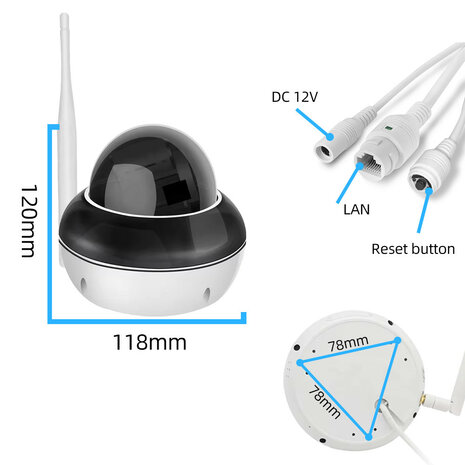 Dome buitencamera voor beveiliging met 5x optische zoom en Wifi