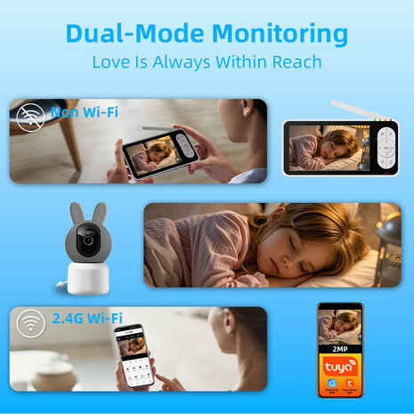 Babyfoon camera voor bewaking met Wifi en huil detectie