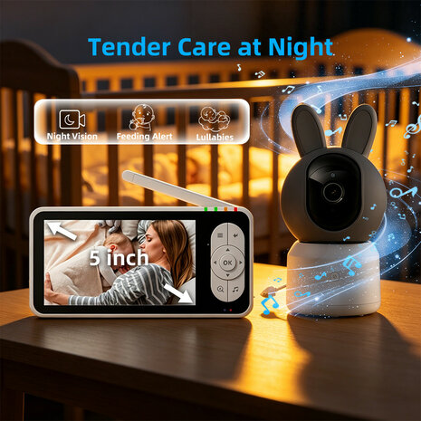 Babyfoon camera voor bewaking met Wifi en huil detectie