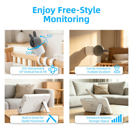 Babyfoon camera voor bewaking met Wifi en huil detectie