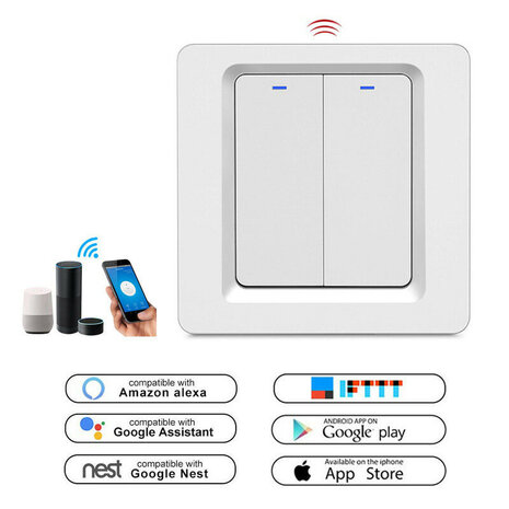 Smart Zigbee Light Switch White 2-buttons