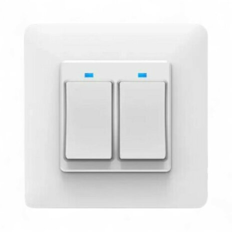 Slimme WiFi 2-voudige inbouw schakelaar voor bestaande schakelaars met controleverlichting en app bediening (wit)