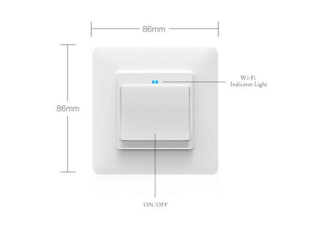 Slimme WiFi 1-voudige inbouw schakelaar voor bestaande schakelaars met controleverlichting en app bediening (wit)