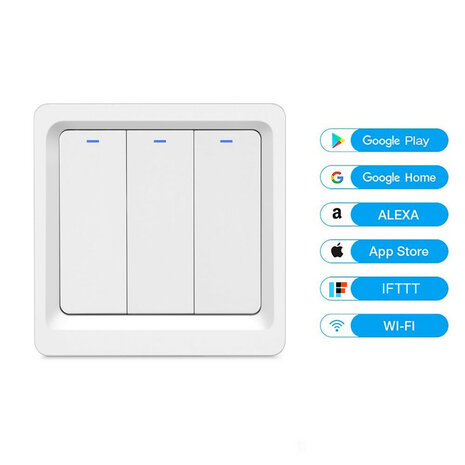 Slimme Zigbee 1-voudige inbouw schakelaar voor bestaande schakelaars met controleverlichting en app bediening (wit)