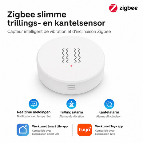Zigbee sensor voor trillingsdetectie met realtime melding en Wifi connectiviteit