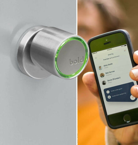 Slimme cilinder voor deurbeveiliging met Bluetooth app bediening pincode toegang en SKG beveiliging van RVS materiaal