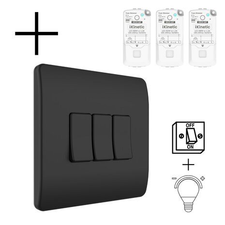 Draadloze wandschakelaar voor verlichting met RF 433 MHz batterijgevoed 3-voudig aan uit dimmer set