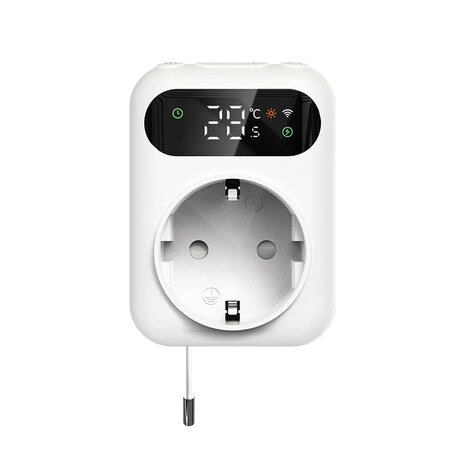 Stekkerthermostaat met NTC-sensor en Tuya Smart Life-app, 10A, Wit