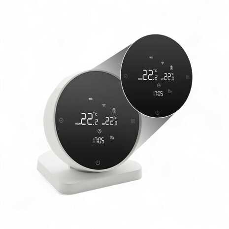 Thermostaat voor CV met WiFi (Tuya), touchscreen en 433MHz ontvanger - Wit