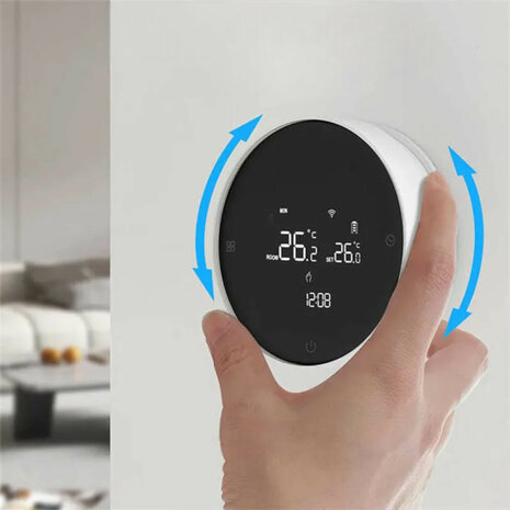 Thermostaat voor CV met WiFi (Tuya), touchscreen en 433MHz ontvanger - Wit