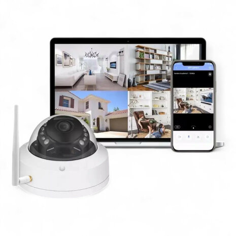 Dome beveiligingscamera binnen 4MP met nachtzicht 15m en microSD opslag, wit