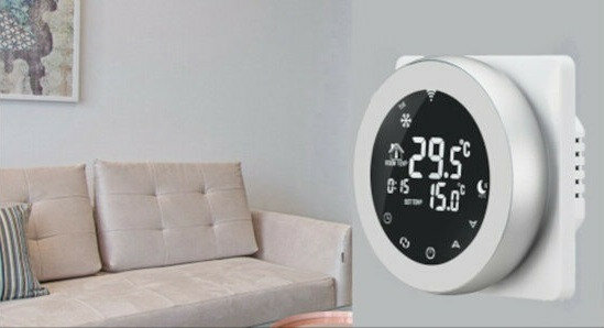 Inbouw slimme thermostaat cv installatie met touchscreen en WiFi (Tuya Smart Life) wit