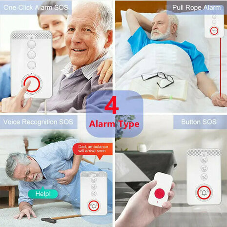 SOS Alarm Set 4G mit Taster, Uhr und Zugschnur von Basisstation