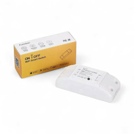 Slimme WiFi schakelaar voor inbouw en opbouw, 10A/2200W, Tuya/Smart Life app