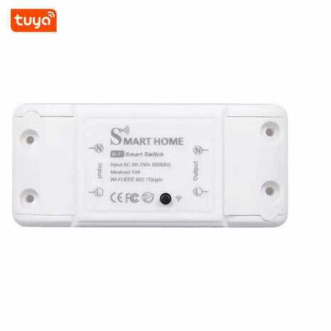 Slimme WiFi schakelaar voor inbouw en opbouw, 10A/2200W, Tuya/Smart Life app