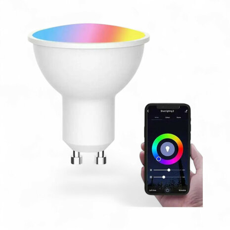 Slimme GU10 WiFi spotlight dimbaar RGB+CCT 2700&ndash;6500K 4,7W 806 lm wit