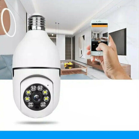 E27 camera lamp 360&deg; panoramisch Full HD 1080p wit