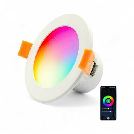 Slimme wifi inbouwspot met RGB en instelbaar wit licht 2700K&ndash;6500K, set van 2, wit