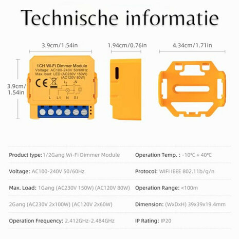 Slimme LED dimmer module voor inbouw, enkelvoudig