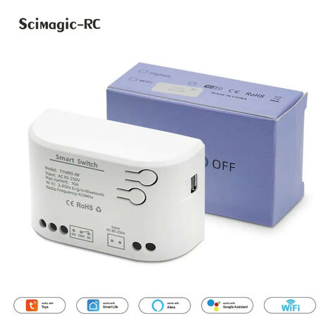 Smart Switch (COM/NO/NC) voor schakelen met Wifi app bediening en 10 Ampere capaciteit