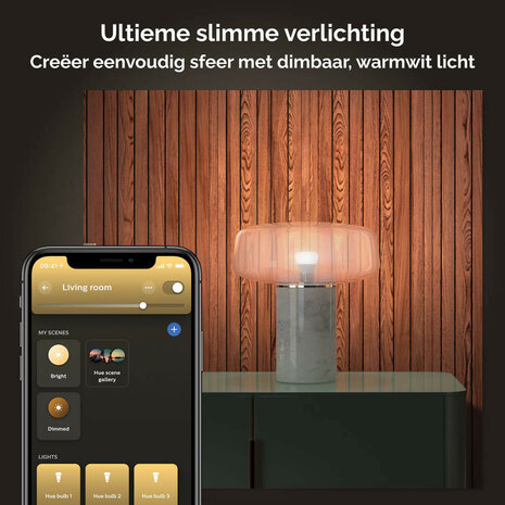 Lamp voor binnenverlichting met E27 fitting warm wit licht dimbaar 2700K met Zigbee en Bluetooth bediening set van 2