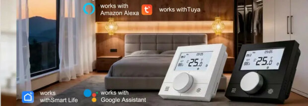 Slimme wifi inbouwthermostaat zwart voor boiler, cv-ketel en vloerverwarming