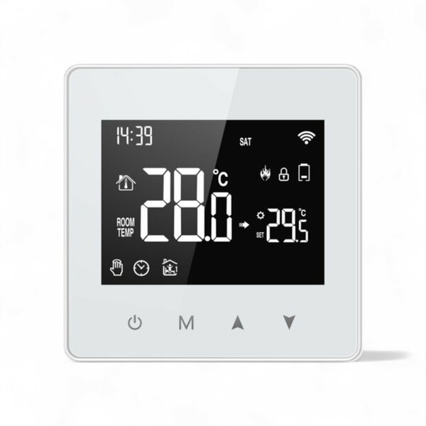Thermostat mural Wifi avec &eacute;cran tactile pour installation C.V. (noir/blanc)