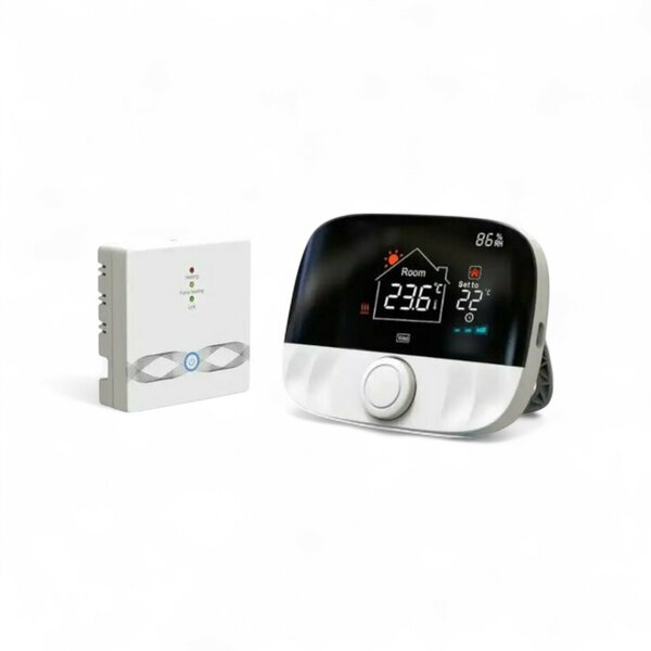 Wifi Draadloze Thermostaat met Draaiknop voor C.V. Installatie (zwart/grijs)
