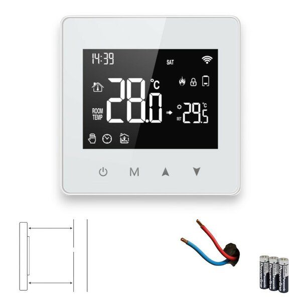 WiFi Aufputz-Thermostat mit Touchscreen f&uuml;r Heizung (schwarz/wei&szlig;)