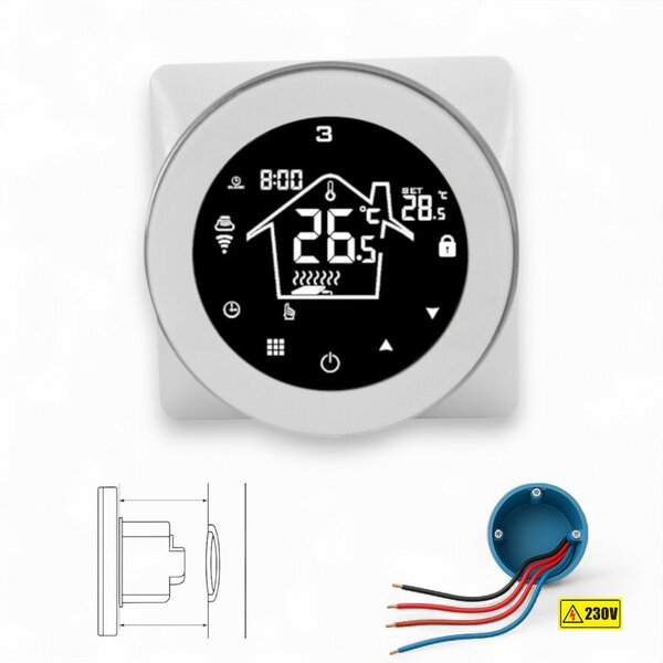 Wifi Inbouw Thermostaat met Touchscreen voor C.V. Installatie (wit)