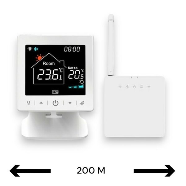 WiFi Wireless Thermostat with Touch Buttons for Heating (black/white)
