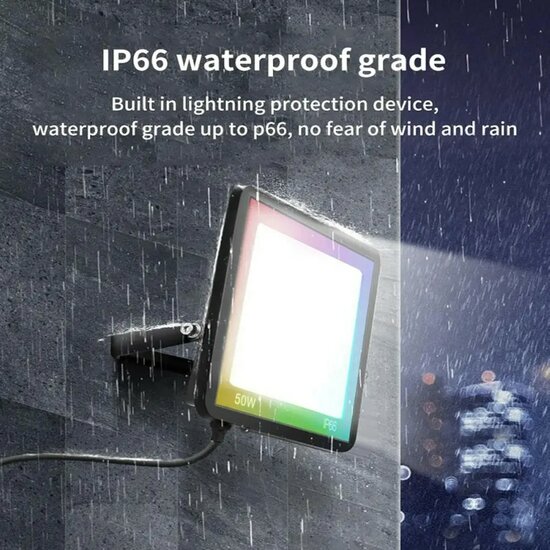 Wifi Schijnwerper (Floodlight) RGBCW 30 Watt IP66 (waterdicht)