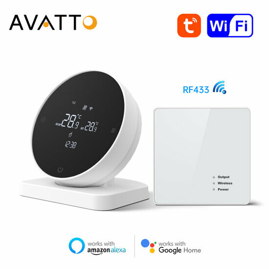WiFi Wireless Thermostat with Touchscreen for Heating (black/white)