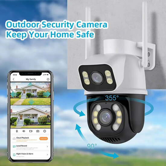 Wifi Beveiligings Camera (2x 3MP) met beugel geschikt voor buiten