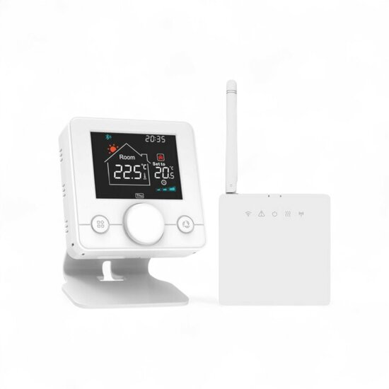 Thermostat sans fil Wifi avec bouton pour installation C.V. (noir/blanc)