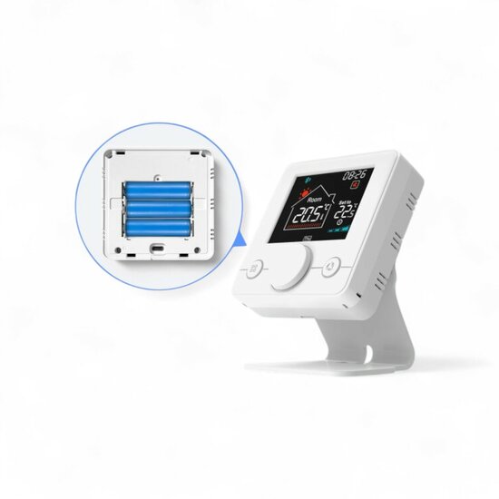 Thermostat sans fil Wifi avec bouton pour installation C.V. (noir/blanc)
