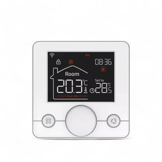 Thermostat sans fil Wifi avec bouton pour installation C.V. (noir/blanc)