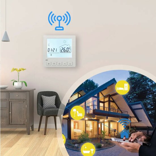WiFi Wireless Thermostat with Touchscreen for All Heating (white)