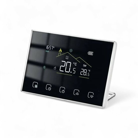 Wifi Draadloze Thermostaat met Touchscreen voor alle type verwarming (zwart)
