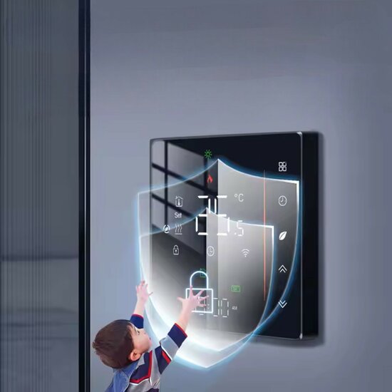 Wifi Inbouw Thermostaat met Touchscreen voor C.V. Installatie (zwart) M1