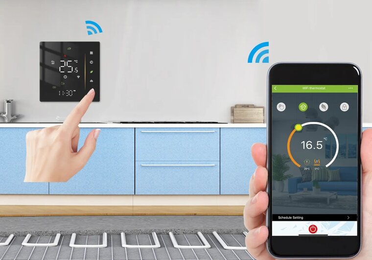 Wifi Inbouw Thermostaat met Touchscreen voor C.V. Installatie (zwart) M1