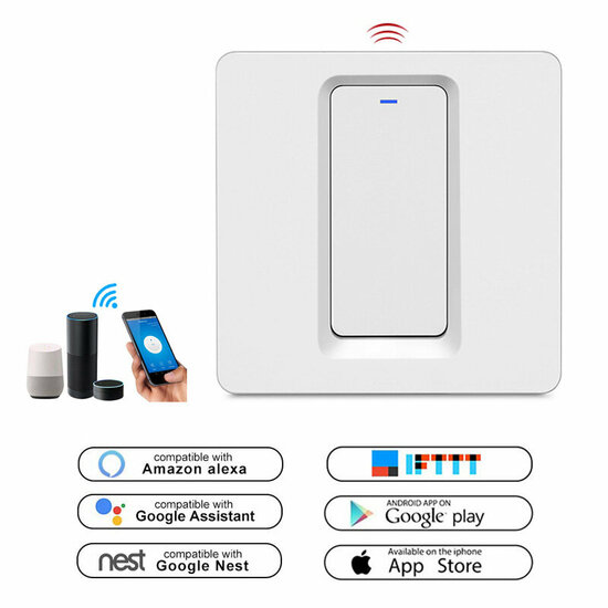 Smart WiFi Lichtschakelaar Wit 1-knop