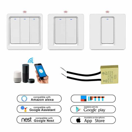 Smart WiFi Lichtschakelaar Wit 1-knop