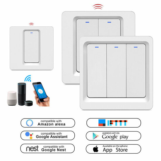 Smart WiFi Lichtschakelaar Wit 1-knop