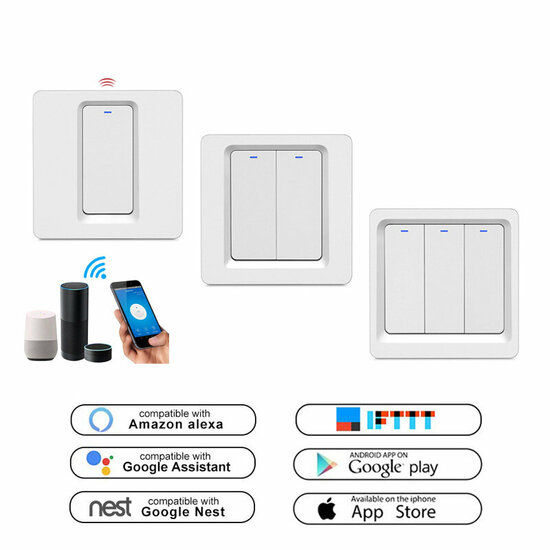 Smart WiFi Lichtschakelaar Wit 1-knop