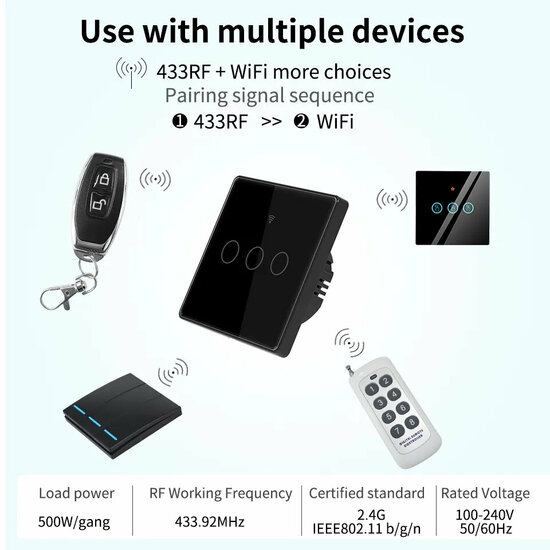 Smart WiFi Touch Lichtschakelaar Wit 1-knop