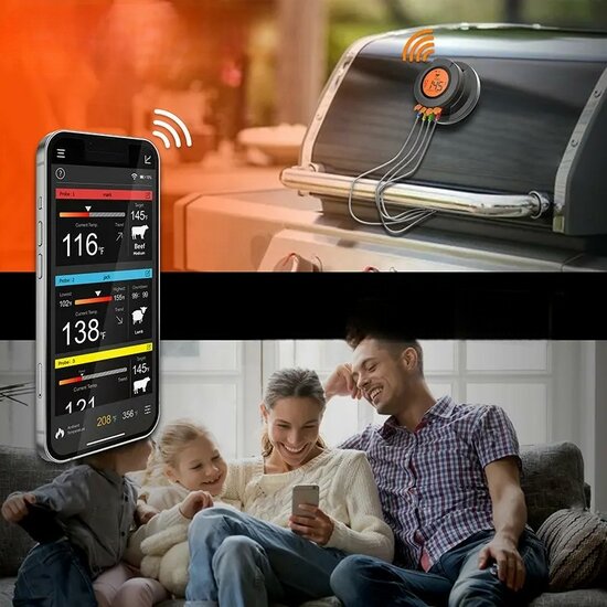Kamado Thermometer met Dome Temperatuur en 2 Probes voor Kernmeting