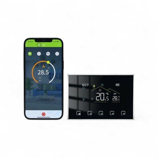 Wifi Inbouw Thermostaat met Touchscreen voor C.V. Installatie (zwart) M10